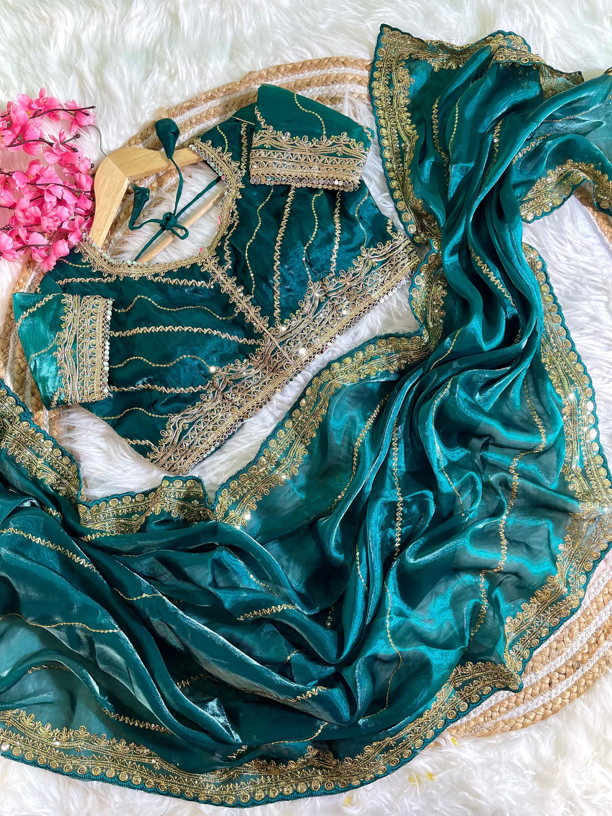 Pure Soft Zimmy Choo Silk Saree with Embroidery & Sequins