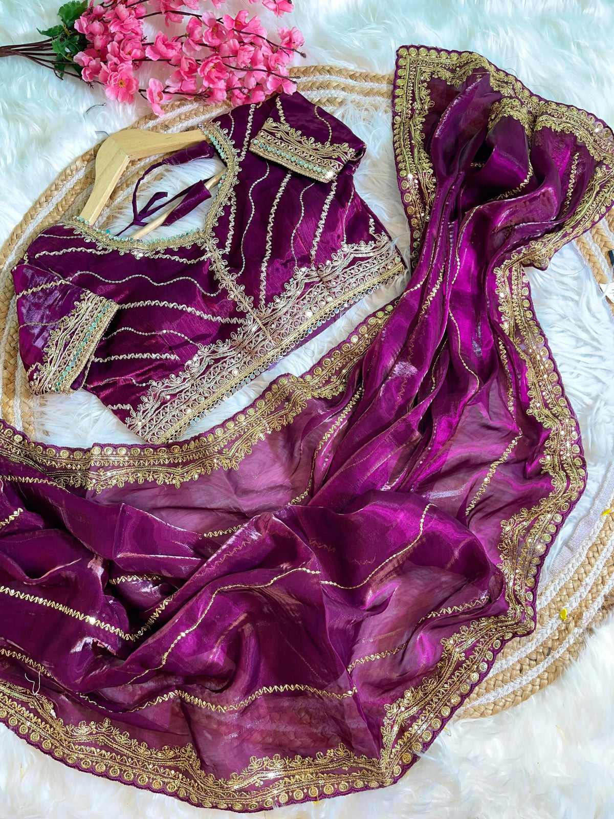Pure Soft Zimmy Choo Silk Saree with Embroidery & Sequins
