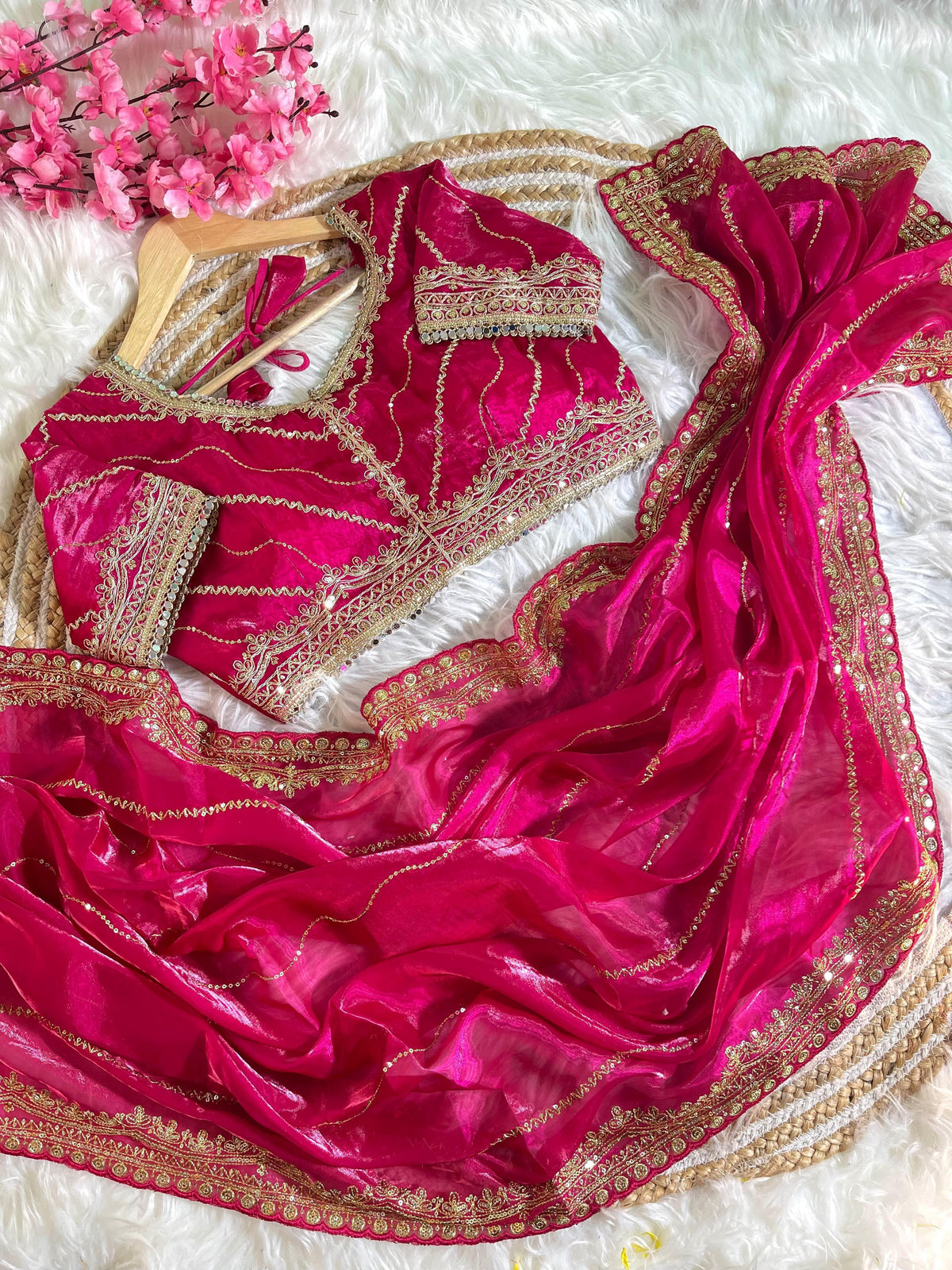 Pure Soft Zimmy Choo Silk Saree with Embroidery & Sequins