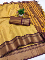 Kanchivaram Silk Saree – Pure Mercerised Silk with Exclusive Zari Checks & Contrast Blouse