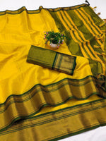 Kanchivaram Silk Saree – Pure Mercerised Silk with Exclusive Zari Checks & Contrast Blouse