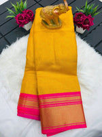 Kanchivaram Silk Saree – Pure Mercerised Silk with Exclusive Zari Checks & Contrast Blouse