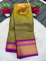 Kanchivaram Silk Saree – Pure Mercerised Silk with Exclusive Zari Checks & Contrast Blouse