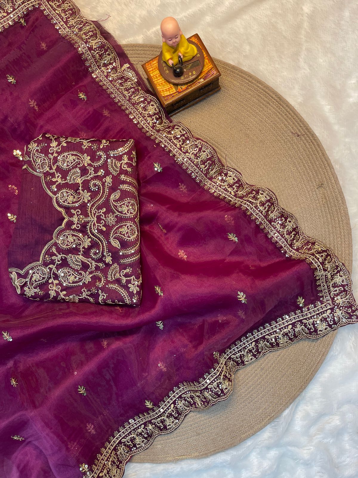 Samiksha Sarees – Pure Soft Organza Saree with Embroidery Lace Border & Butta Work