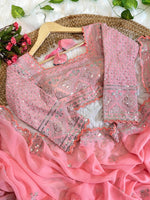 Pure Soft Fox Georgette Saree with Embroidery & Sequins Border
