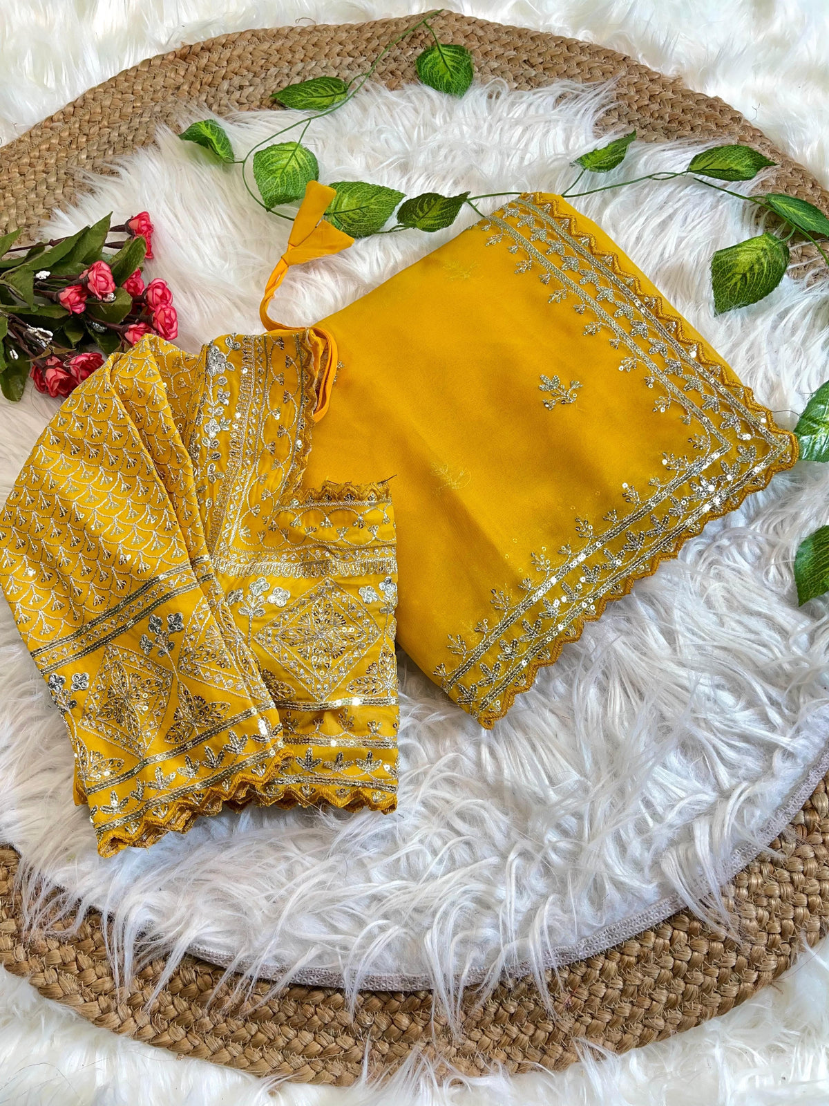 Pure Soft Fox Georgette Saree with Embroidery & Sequins Border