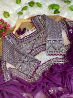 Pure Soft Fox Georgette Saree with Embroidery & Sequins Border