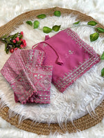 Pure Soft Fox Georgette Saree with Embroidery & Sequins Border