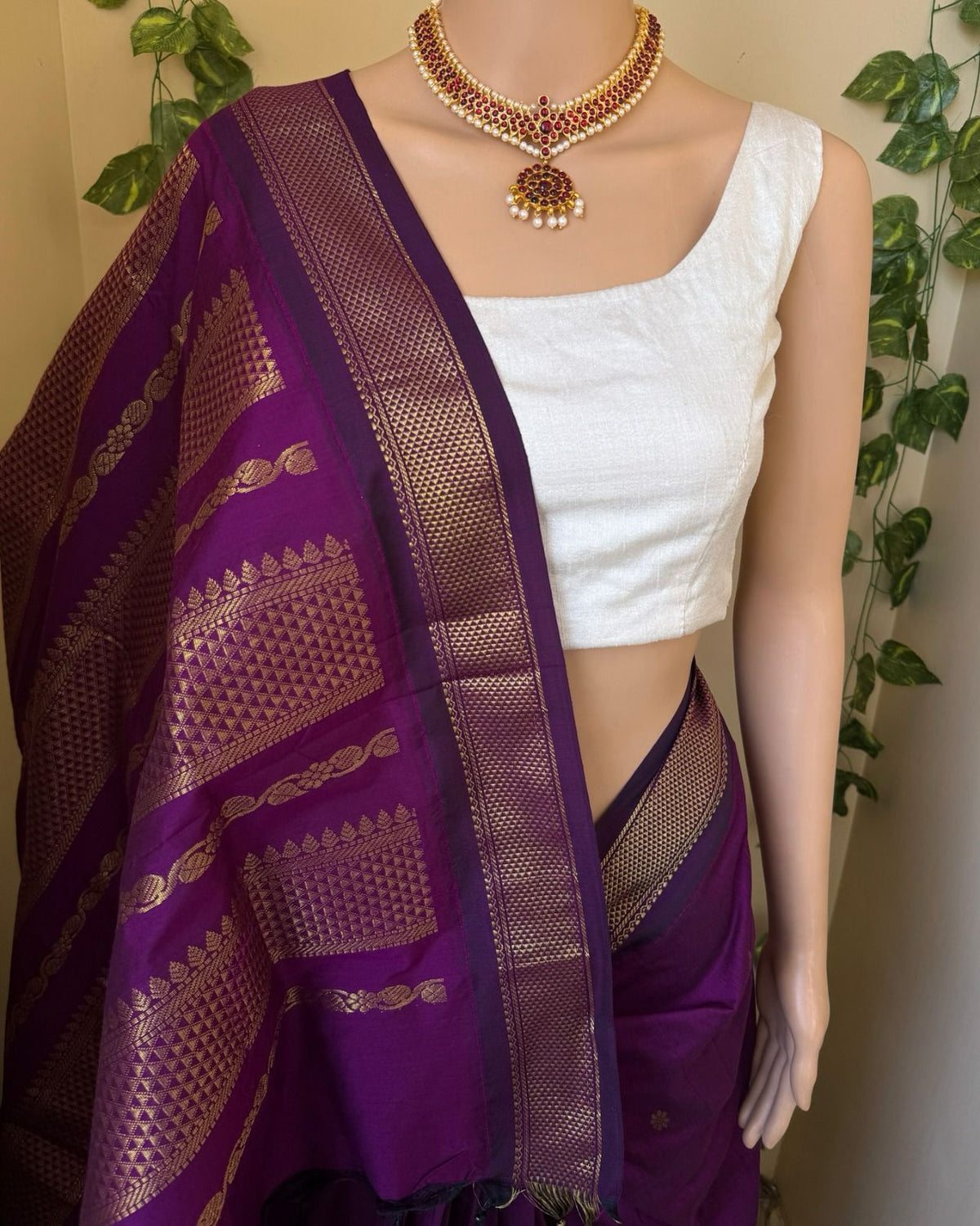 Soft Lichi Silk Art Jacquard Saree with Contrast Blouse – Wedding & Party Wear