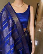 Soft Lichi Silk Art Jacquard Saree with Contrast Blouse – Wedding & Party Wear