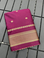 Soft Lichi Silk Art Jacquard Saree with Contrast Blouse – Wedding & Party Wear
