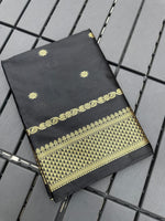 Soft Lichi Silk Art Jacquard Saree with Contrast Blouse – Wedding & Party Wear