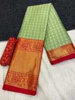 Aura Pure Mercerised Cotton Silk Saree – Exclusive Self-Design Border