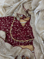 Star Sarees – Jimmy Choo Silk Saree with 3mm Sequence C Pallu & Arco Cut Work Border