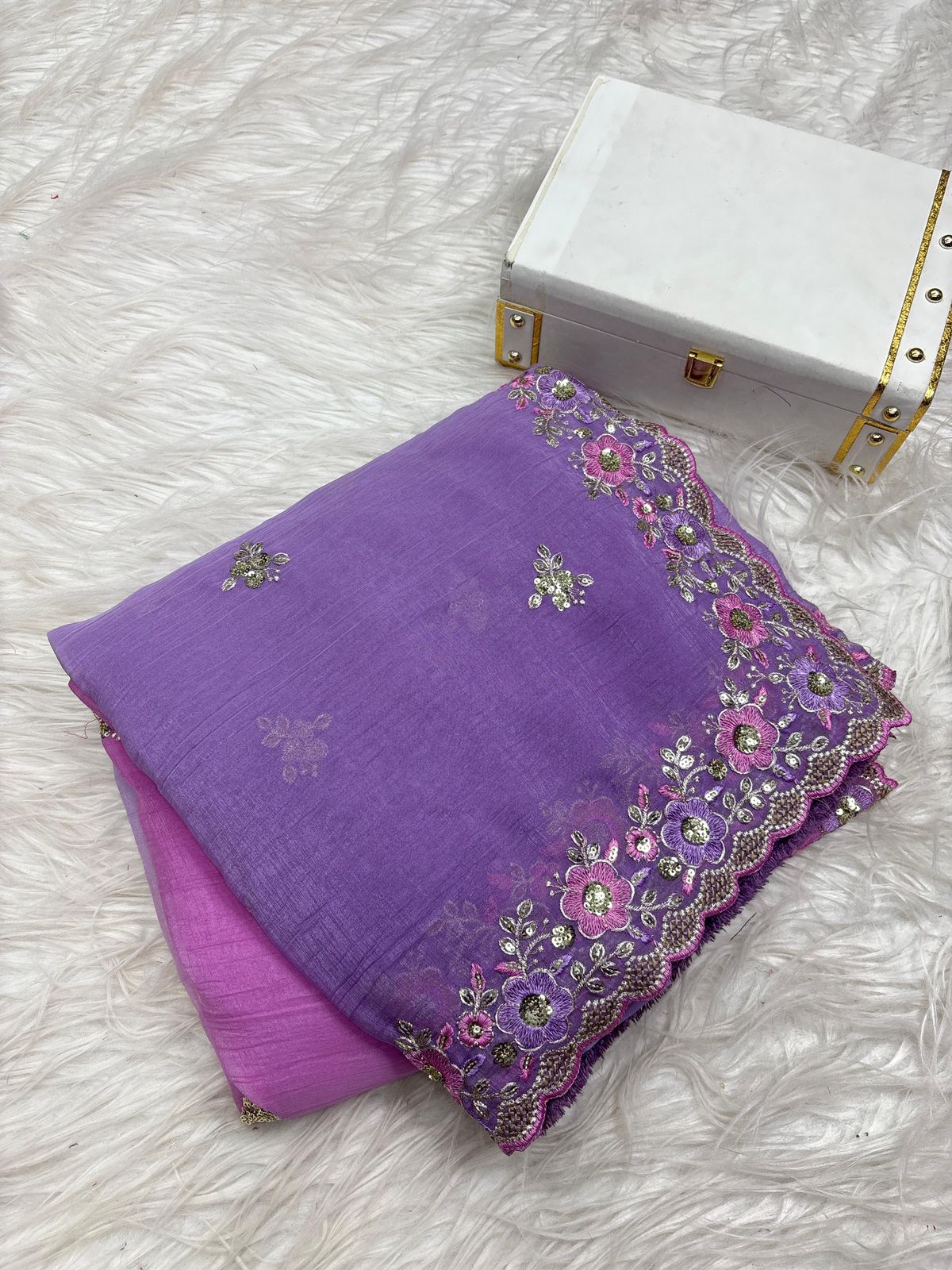Nayan Sarees – Soft Crunchy 3D Padding Saree with 5mm Sequence & Multi-Thread Embroidery