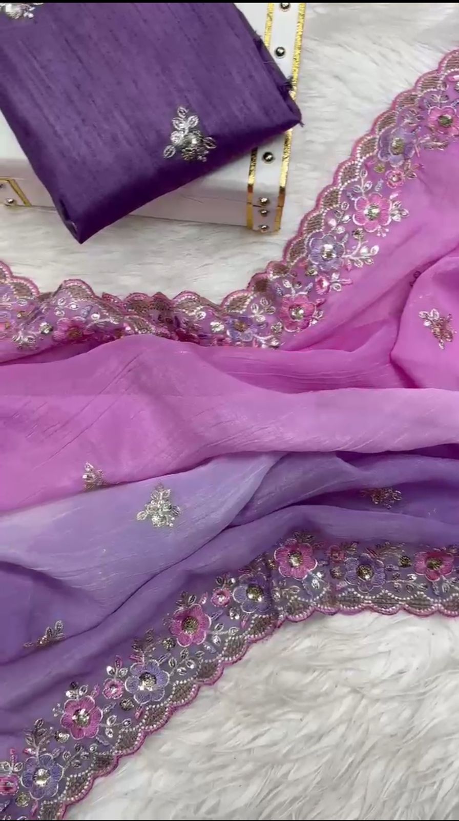 Nayan Sarees – Soft Crunchy 3D Padding Saree with 5mm Sequence & Multi-Thread Embroidery