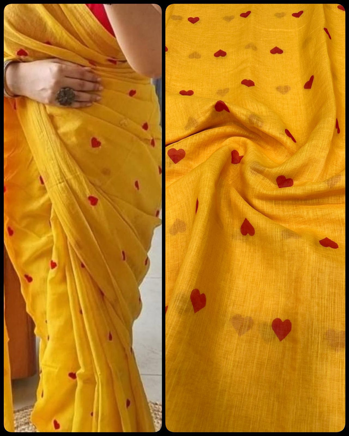 Premium Mull Cotton All-Over Dil Pattern Saree with Blouse
