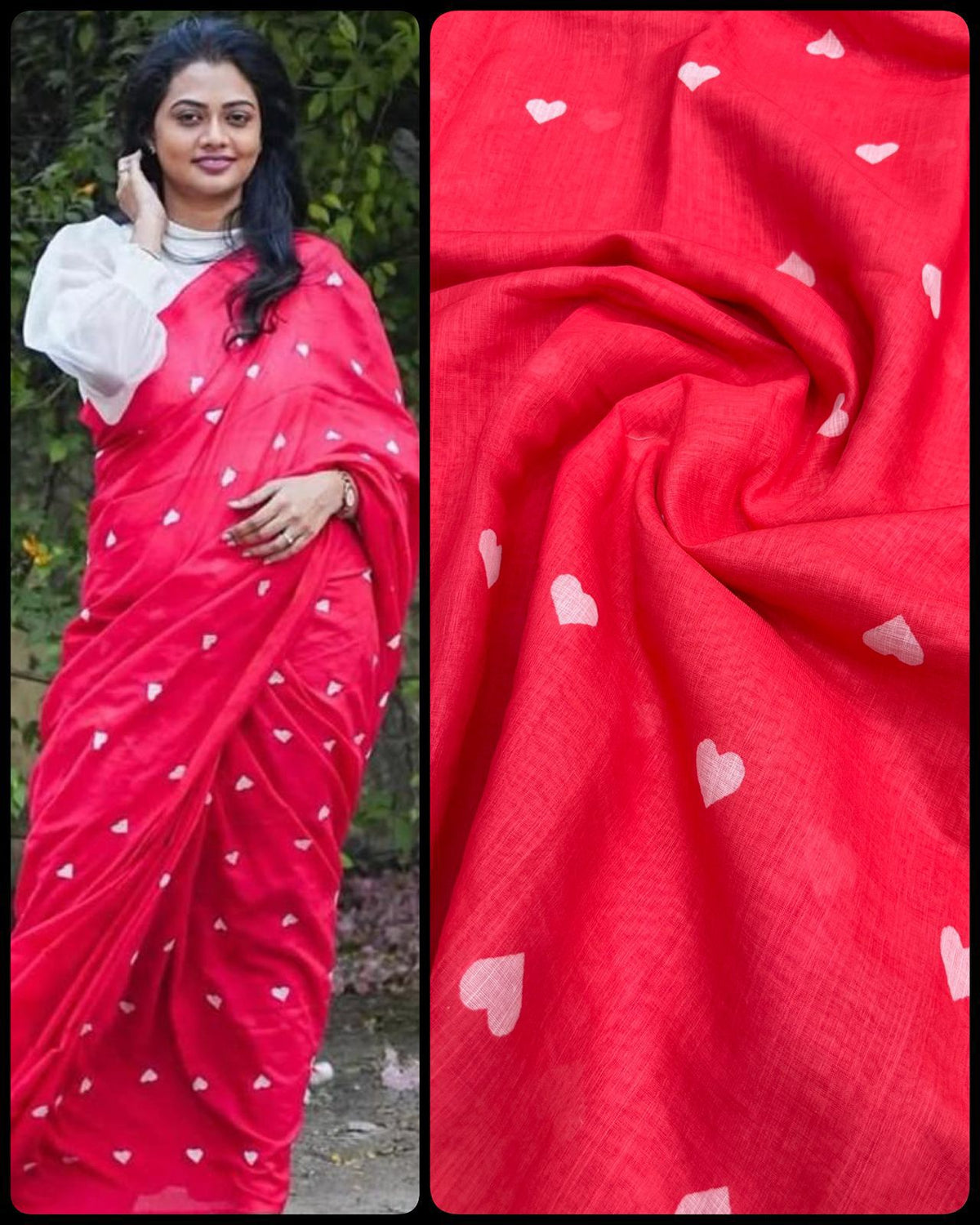 Premium Mull Cotton All-Over Dil Pattern Saree with Blouse