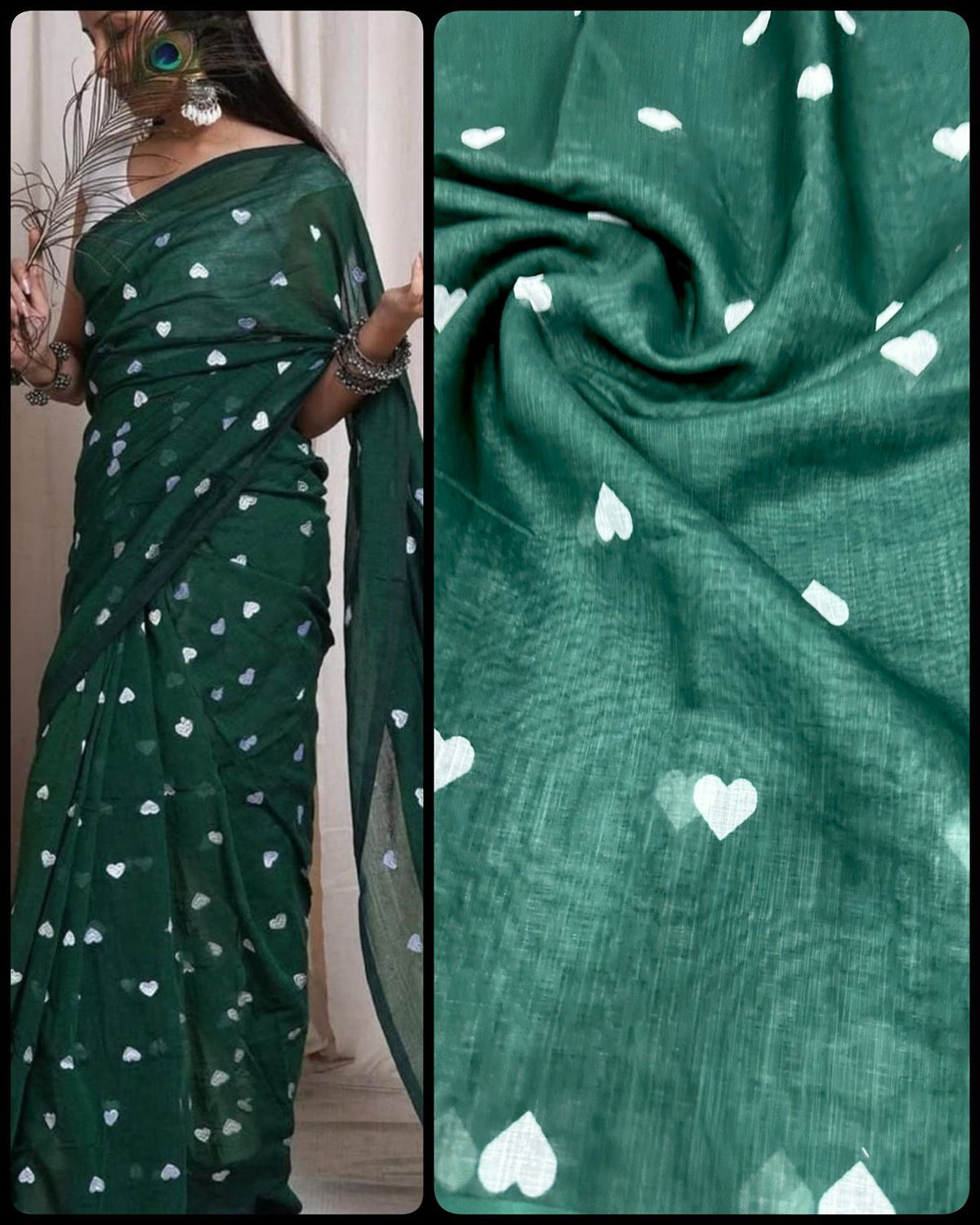 Premium Mull Cotton All-Over Dil Pattern Saree with Blouse
