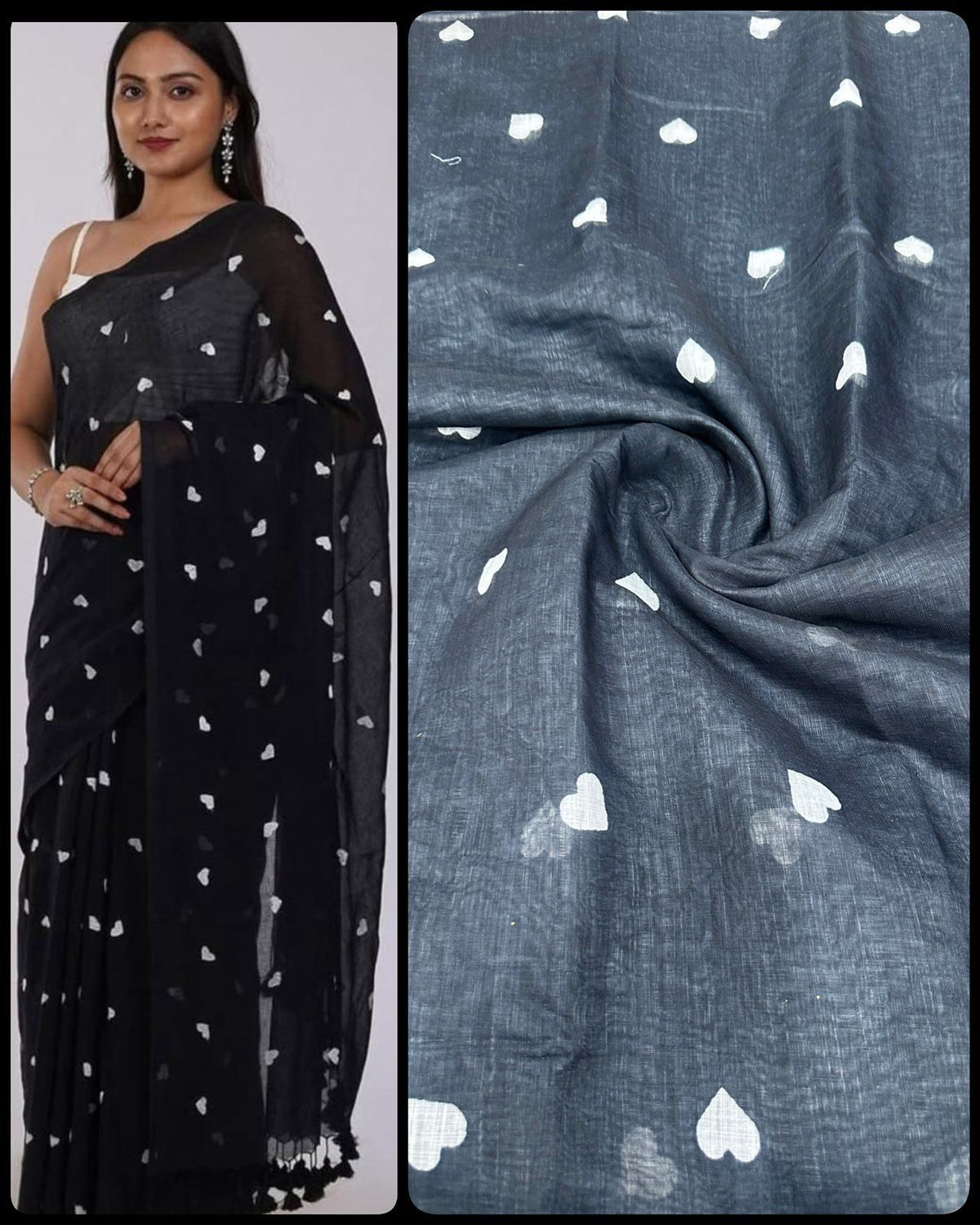 Premium Mull Cotton All-Over Dil Pattern Saree with Blouse