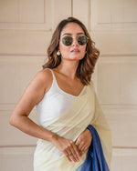 Plain Linen Saree with Digital Print & Latkan
