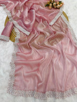 Roman Sarees – Pure Jimmy Choo Silk with Servoksi Diamond & Handwork Lace Border