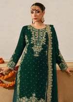 Elegant Foux Georgette Top-Plazo-Dupatta Set with Coding, Sequence & Rivet Moti Work