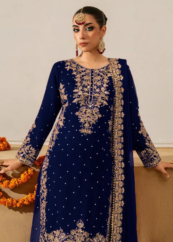 Elegant Foux Georgette Top-Plazo-Dupatta Set with Coding, Sequence & Rivet Moti Work