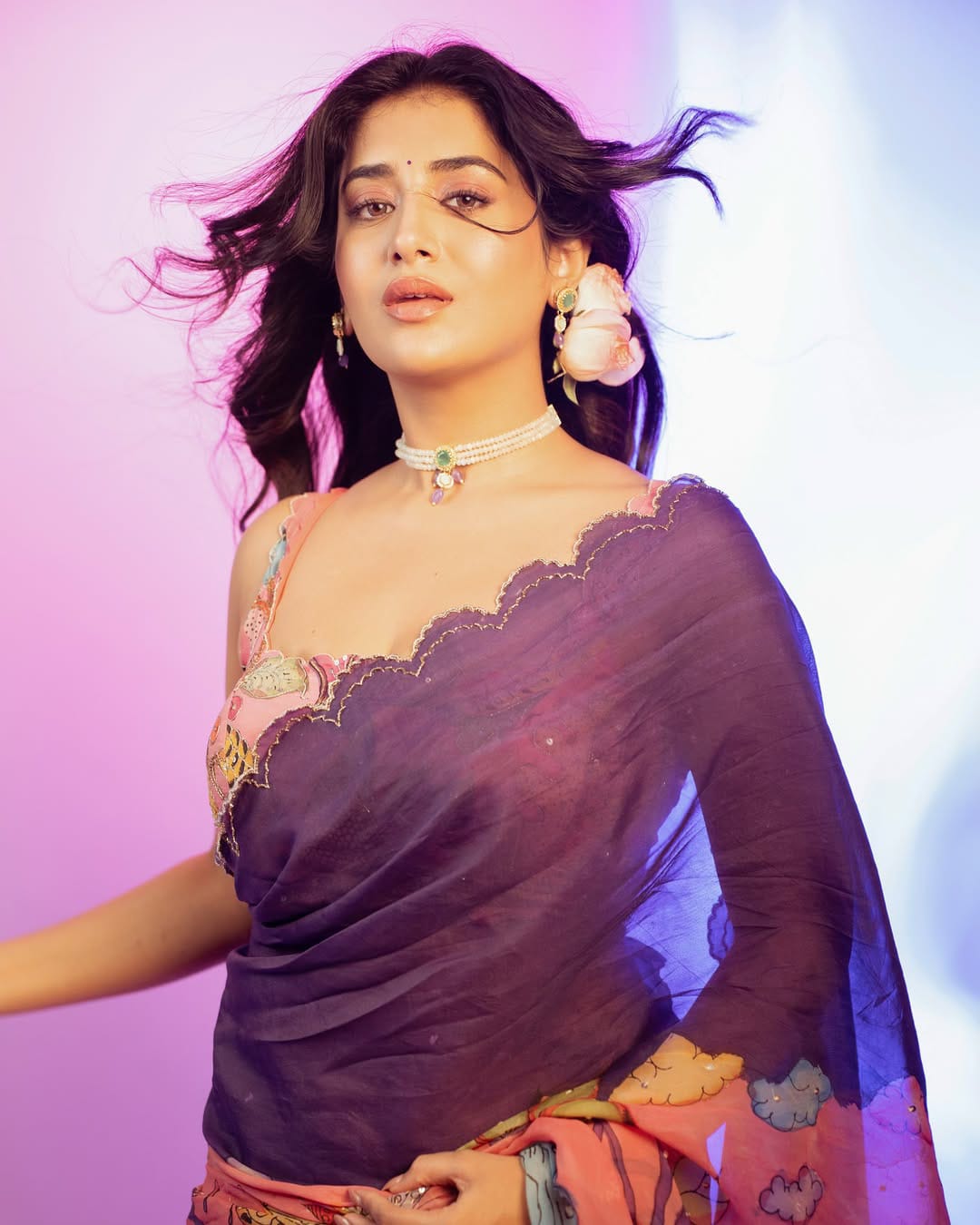 Elegant Teby Silk Saree with Butterfly Digital Print & Cutdana Khatli Work