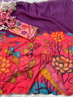 Elegant Teby Silk Saree with Butterfly Digital Print & Cutdana Khatli Work