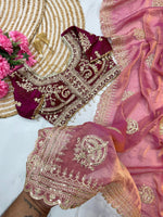 Elegant Fendy Chiffon Two-Tone Saree with 3mm Sequence Cording & Embroidery