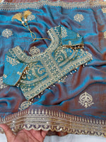 Elegant Fendy Chiffon Two-Tone Saree with 3mm Sequence Cording & Embroidery