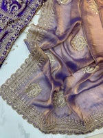 Elegant Fendy Chiffon Two-Tone Saree with 3mm Sequence Cording & Embroidery