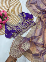 Elegant Fendy Chiffon Two-Tone Saree with 3mm Sequence Cording & Embroidery