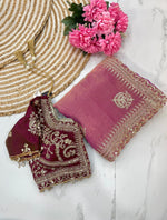 Elegant Fendy Chiffon Two-Tone Saree with 3mm Sequence Cording & Embroidery