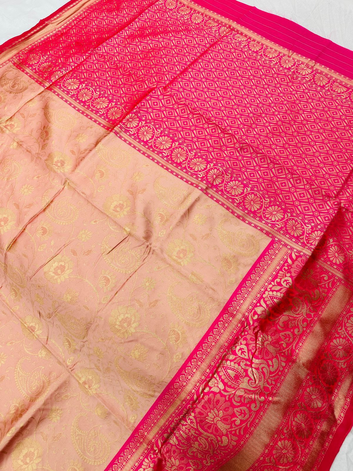 Soft Lichi Silk Saree with Rich Jacquard Border – Wedding & Party Wear