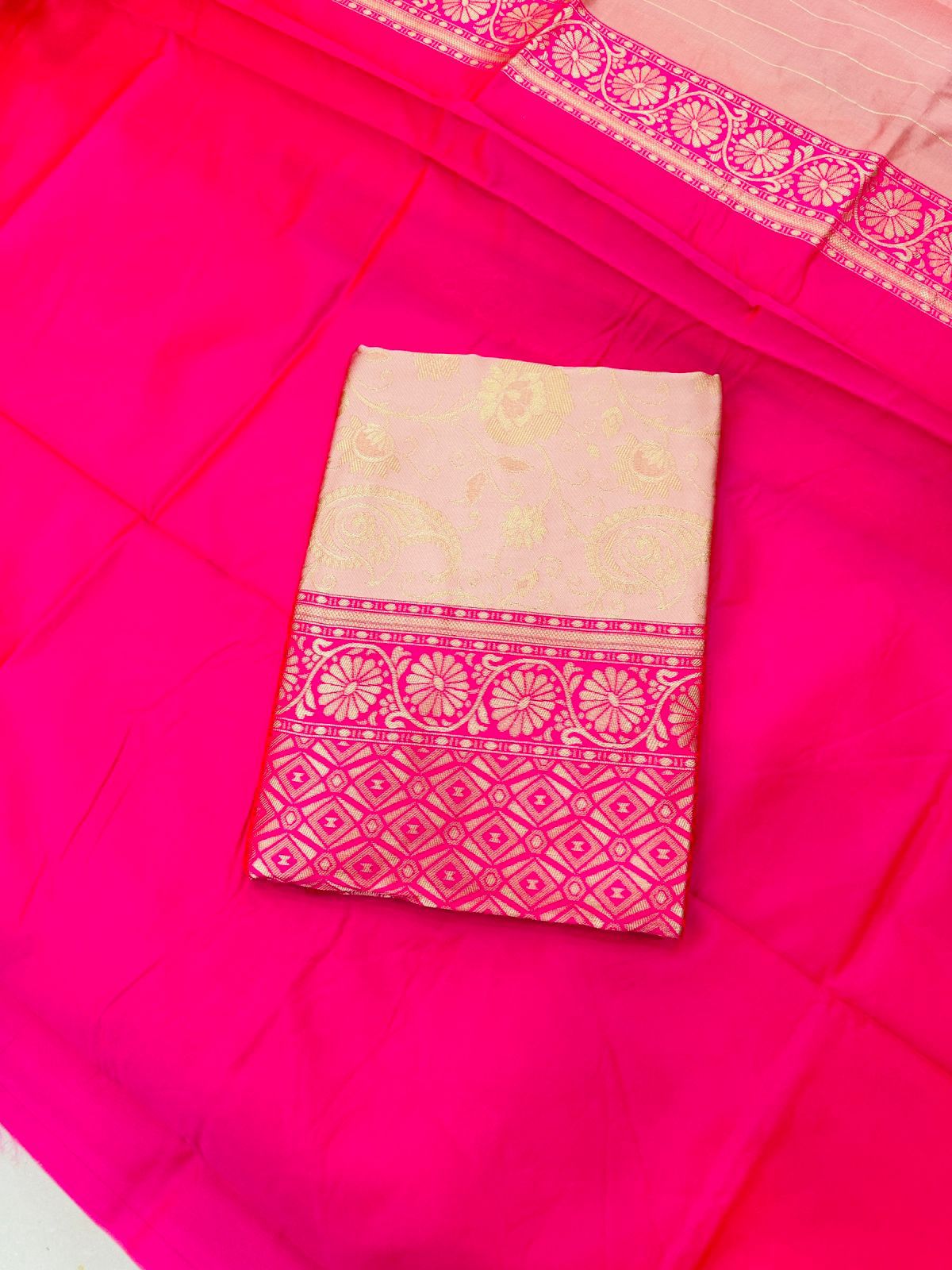 Soft Lichi Silk Saree with Rich Jacquard Border – Wedding & Party Wear