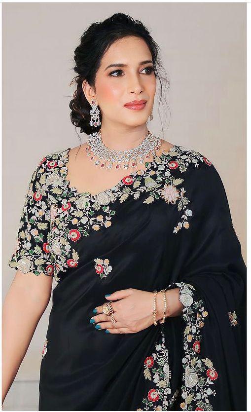 Sargam Sarees – Faux Georgette with Multicolour Thread & Sequins Work