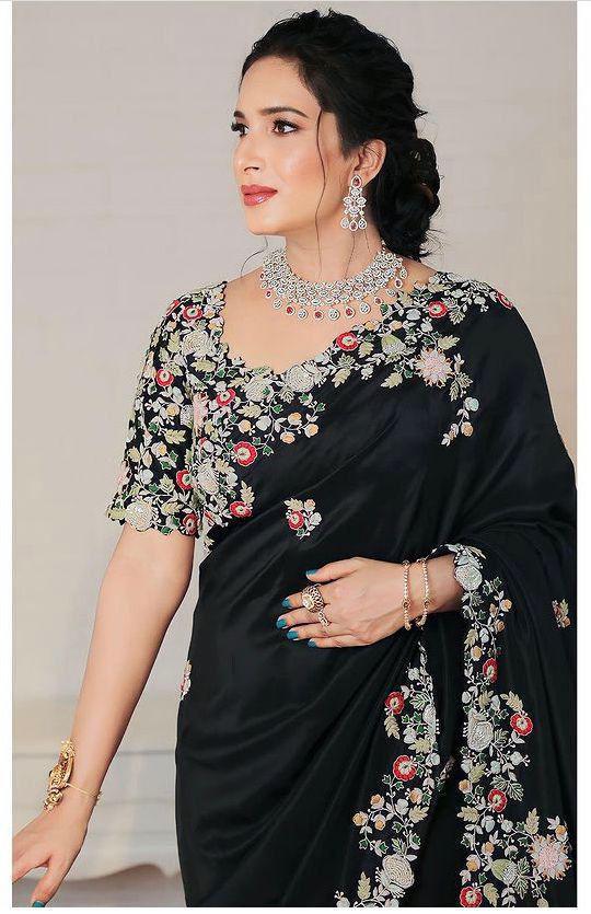 Sargam Sarees – Faux Georgette with Multicolour Thread & Sequins Work