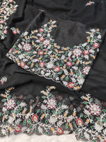 Sargam Sarees – Faux Georgette with Multicolour Thread & Sequins Work