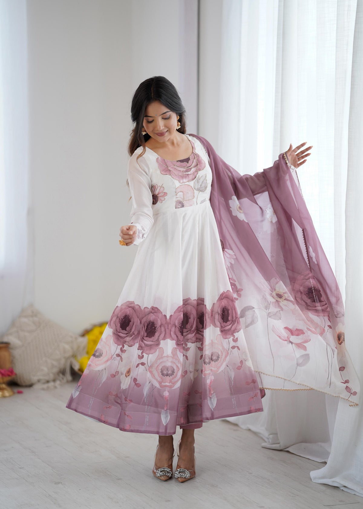 Premium Organza Silk Anarkali Set with Dupatta