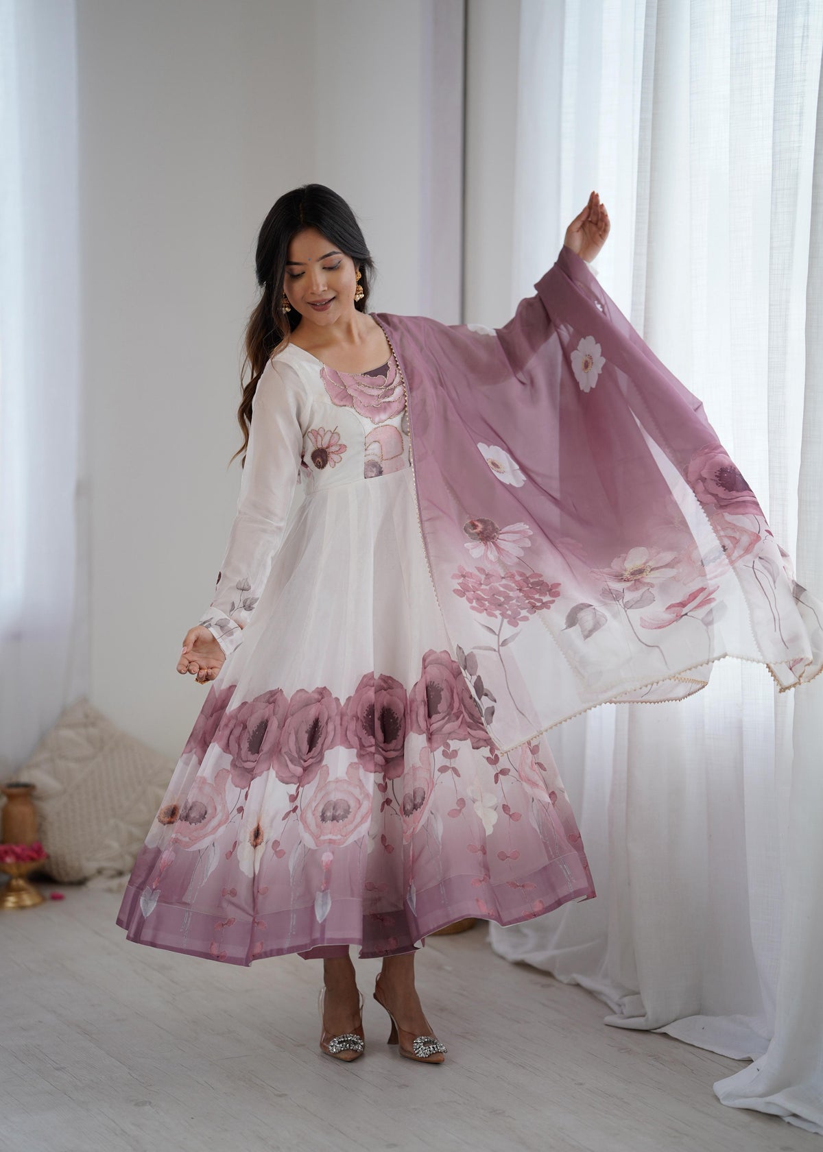 Premium Organza Silk Anarkali Set with Dupatta