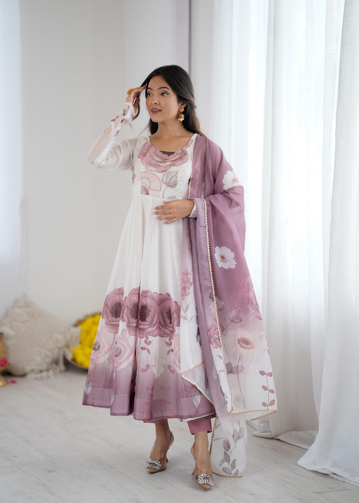 Premium Organza Silk Anarkali Set with Dupatta