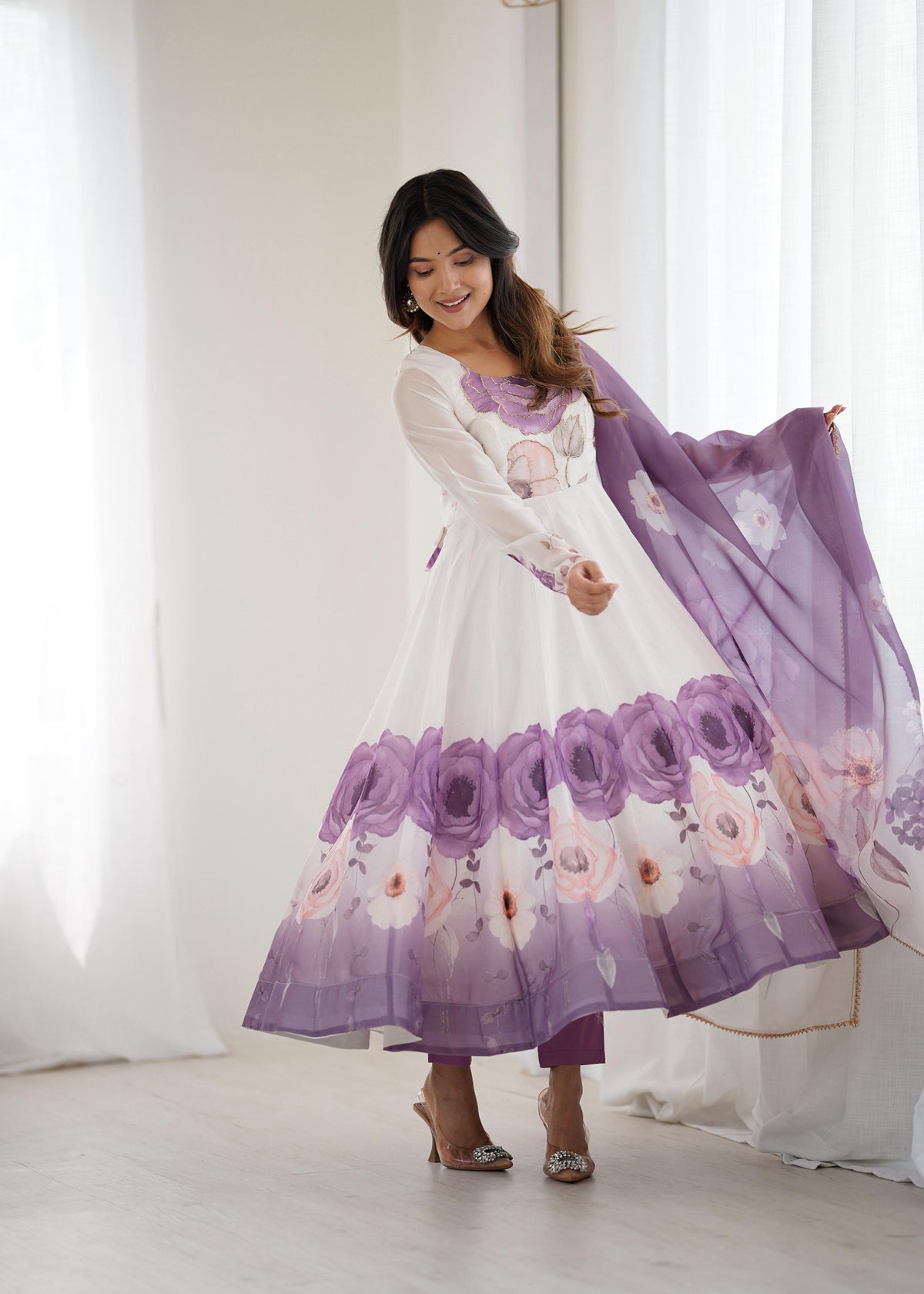 Premium Organza Silk Anarkali Set with Dupatta