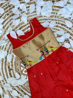 Kids Banarasi Jacquard Paithani Gown – Traditional Zari Weave | Festive Wear