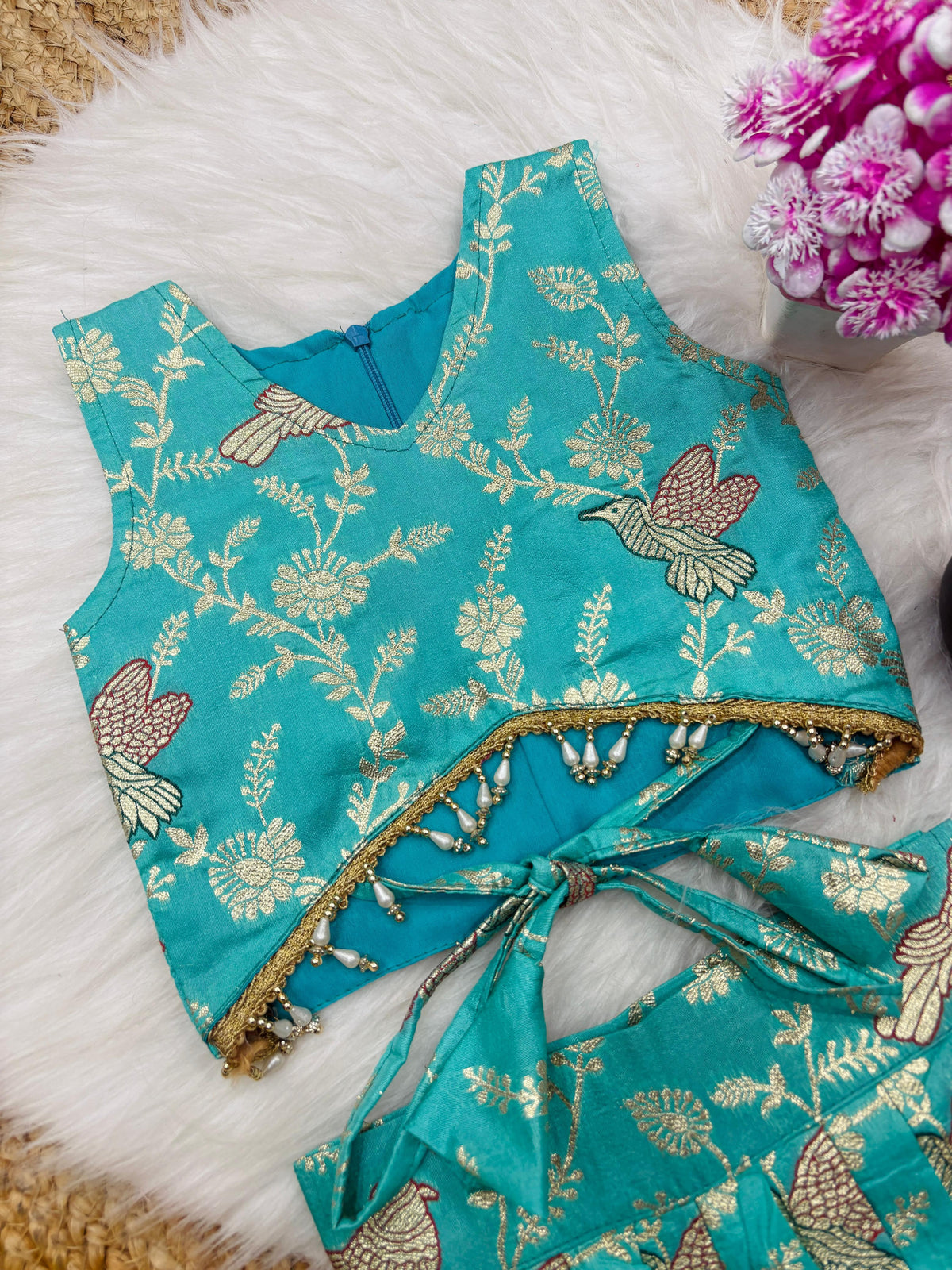 Kids Dola Silk Zari Work Lehenga Choli – Sparrow Collection | Festive & Wedding Wear