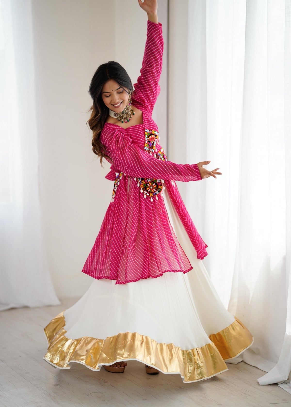 Premium Faux Georgette Designer Lehenga Choli with Digital Print & Gota Patti Work | Ready to Wear