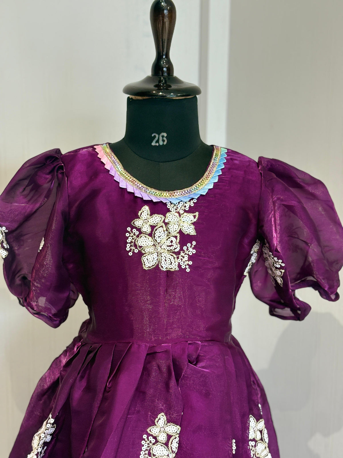 Kids Designer Gown – Kesar Collection | Sequence Butta Work | Festive & Party Wear