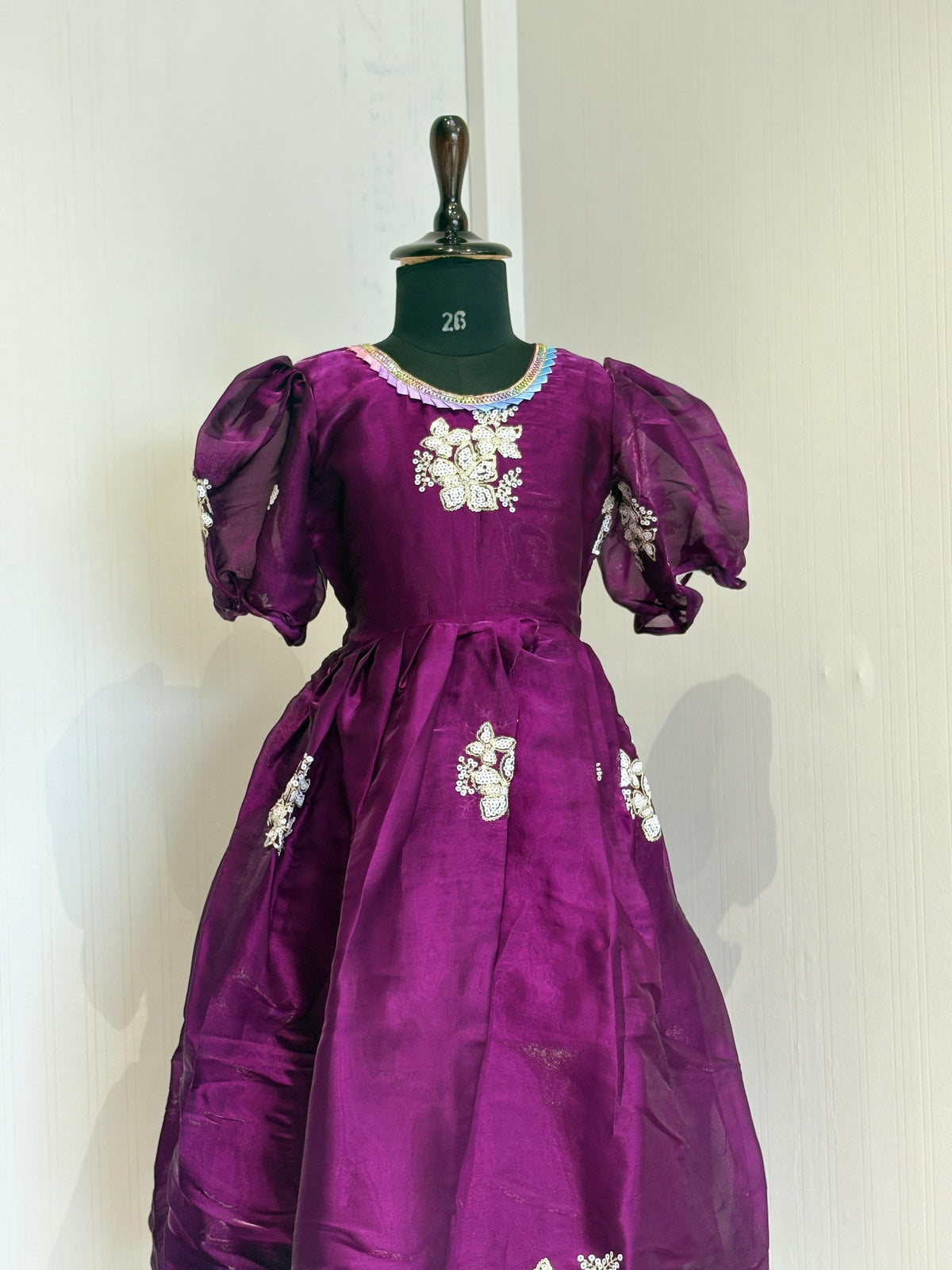 Kids Designer Gown – Kesar Collection | Sequence Butta Work | Festive & Party Wear