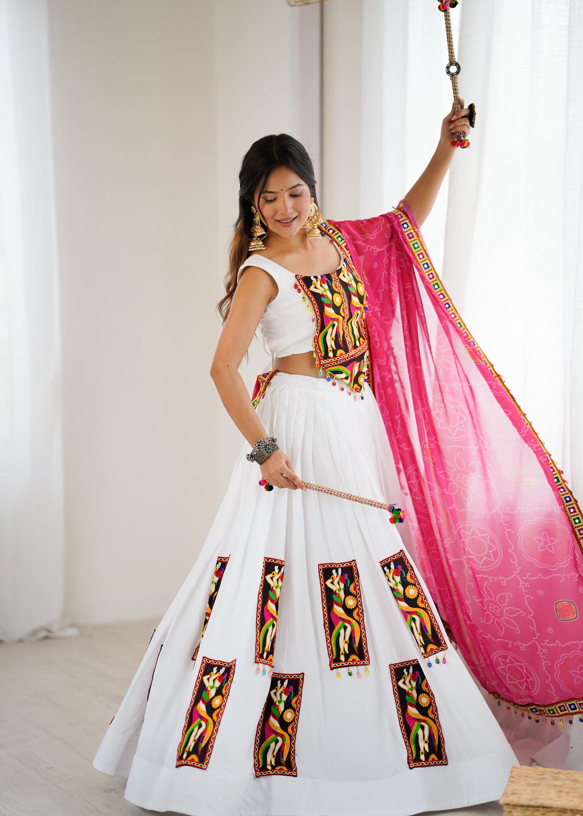 Heavy Rayon Gamthi Work Lehenga Choli with Faux Georgette Dupatta | Full Stitched Ready to Wear